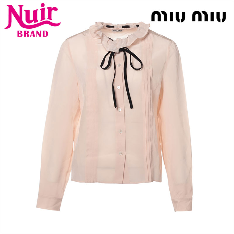 MIU MIU - miu miu ミュウミュウ 2019 ビッグボタンプルオーバーシャツブラウス MK1455 819 ホワイト 38 imgrc0101985621.jpg