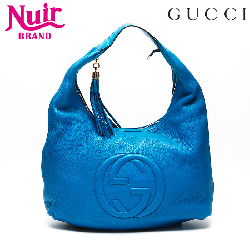 【エントリーで最大ポイント49倍!+全商品10%OFF!4/10 1:59まで】グッチ GUCCI ソーホー チャーム Gスティッチ フリンジ ワンショルダー ショルダーバッグ ブルー WS13476 【中古】