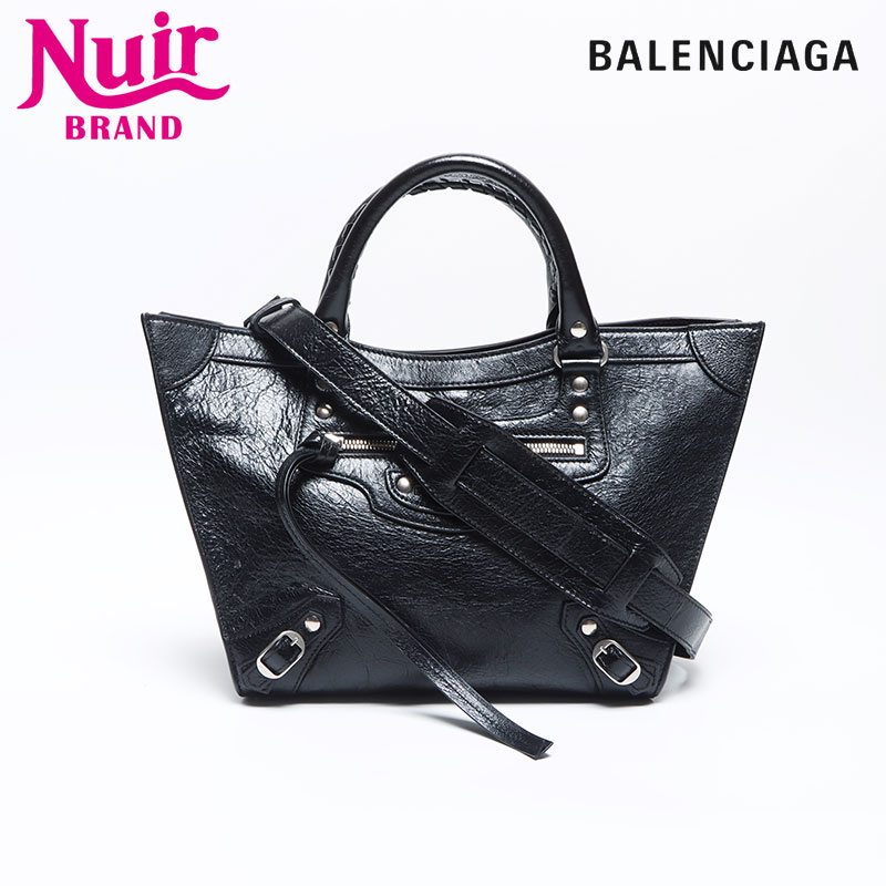 バレンシアガ BALENCIAGA シティ 2way クラシック アップサイドダウン ネオ ショルダーバッグ ブラック WS14101 【中古】