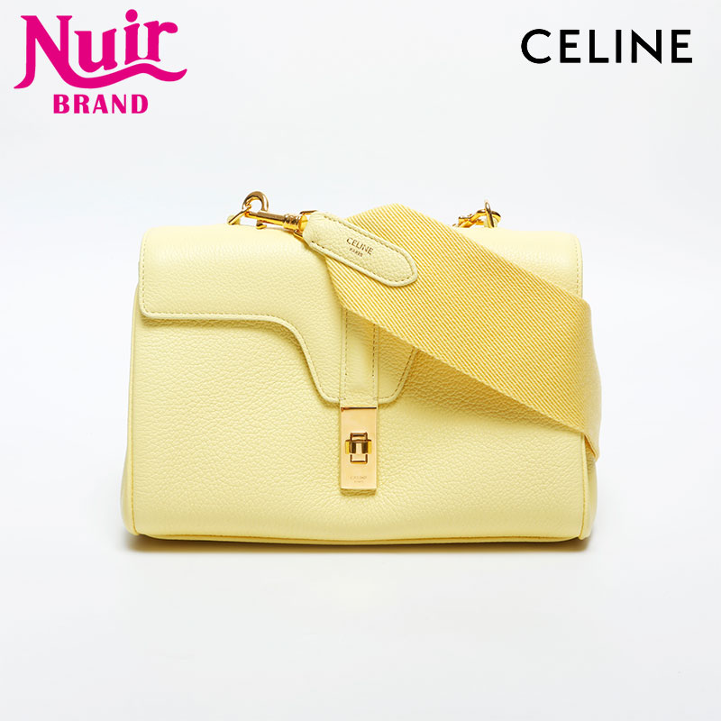 セリーヌ CELINE ティーンソフト16 レザー ショルダーバッグ イエロー WS20034 【中古】