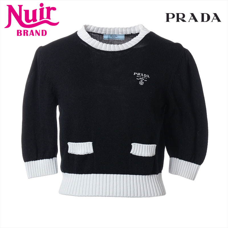 【美品】PRADA ニット　ブラック　サイズ50 ※タグ付き p14060077-a.jpg