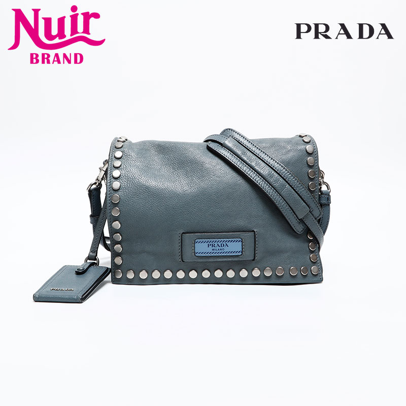 良品✨PRADA プラダ エティケット ショルダーバッグ スタッズ オールレザー PRADA プラダ エティケット スタッズ 斜め掛け ショルダーバッグ