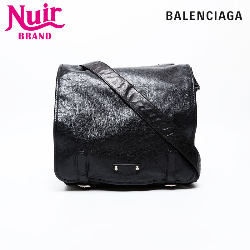 【エントリーで最大ポイント49倍!＋全商品10%OFF!4/10 1:59まで】バレンシアガ BALENCIAGA レザー モトクロス クラシック ショルダーバッグ ブラック WS20608 【中古】 48,000円