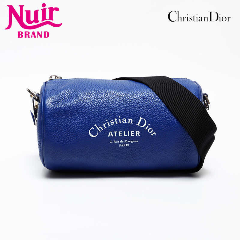 クリスチャンディオール Christian Dior レザー オム ATELIER ショルダーバッグ ブルー WS20633 【中古】