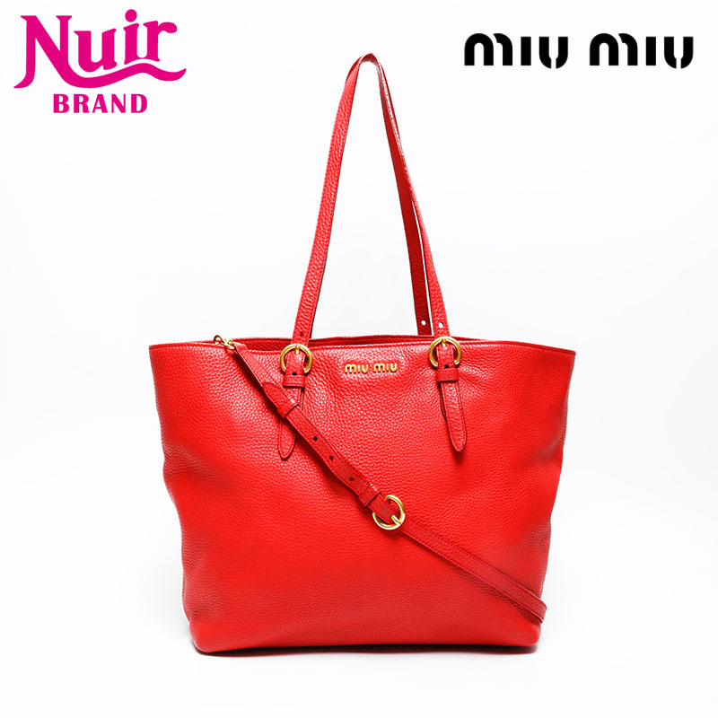 ミュウ ミュウ Miu Miu レザー 2way ショルダーバッグ レッド WS20737 【中古】