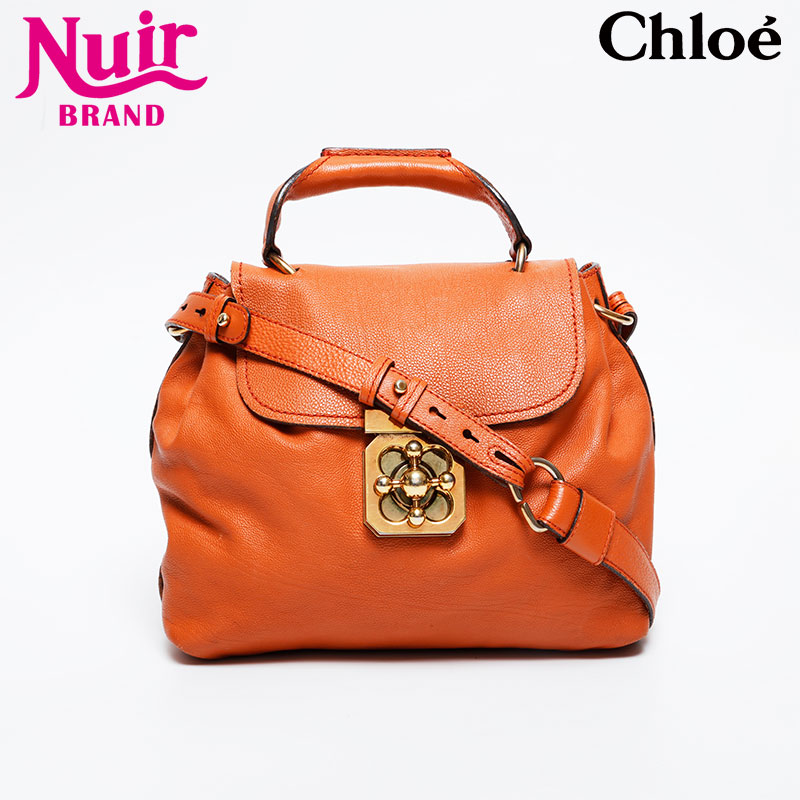 クロエ Chloe レザー エルシー ショルダーバッグ オレンジ WS20987 【中古】
