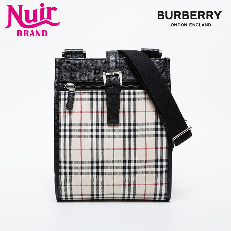 【エントリーで最大ポイント49倍!＋全商品10%OFF!4/10 1:59まで】バーバリー BURBERRY チェック キャンバス レザー ショルダーバッグ ベージュ WS21612 【中古】