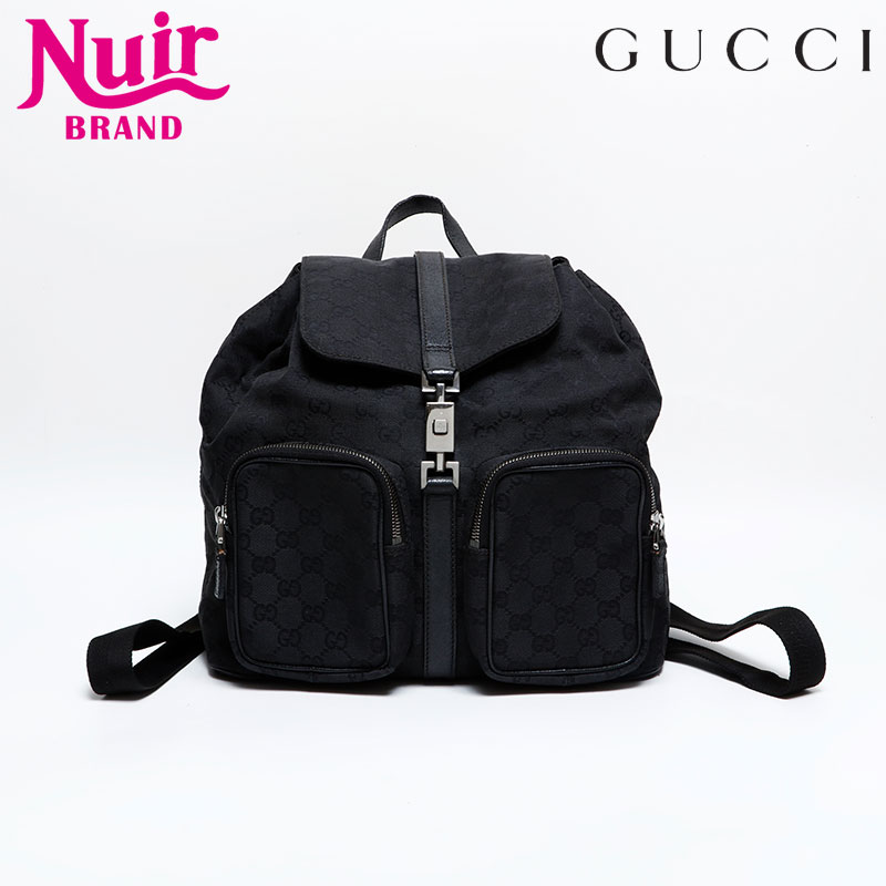 GUCCI グッチ ブラックキャンバスレザーリュック GUCCI グッチ ブラックキャンバスレザーリュック