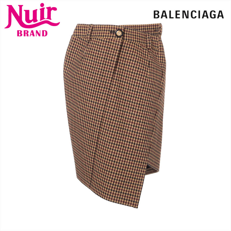 楽天市場】バレンシアガ スカート レディース 千鳥格子 アシンメトリー