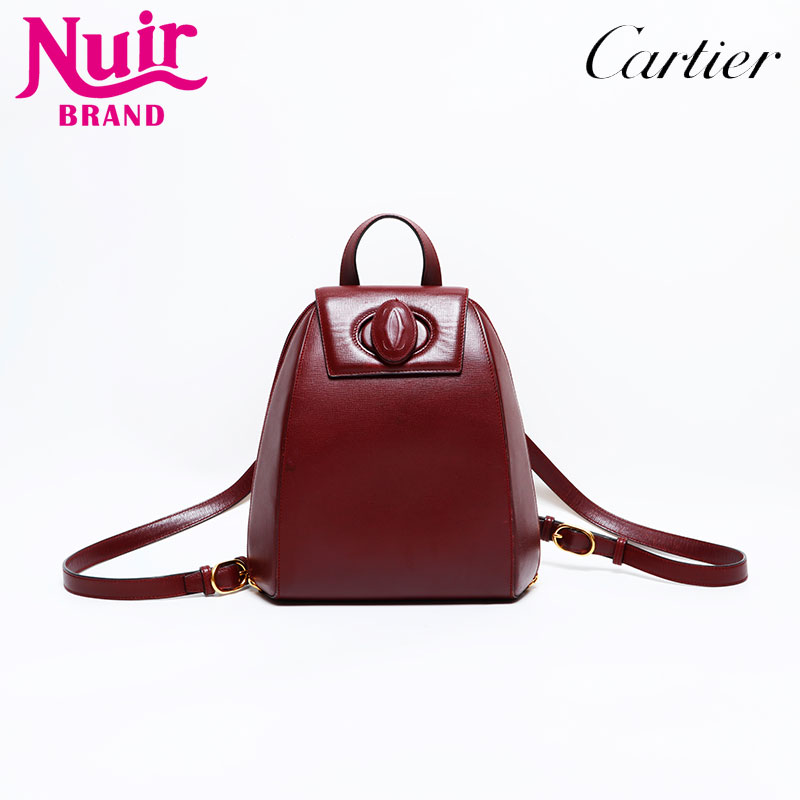 【美品】カルティエ ハッピーバースデー リュック ターンロック レザー ポルドー 美品】カルティエ ハッピーバースデー リュック ターンロック