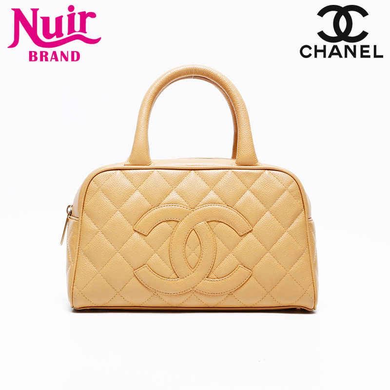 ayuchori CHANEL ベージュ レザー ハンドバッグ 楽天市場】シャネル マトラッセ ココマーク ボーリングバッグ