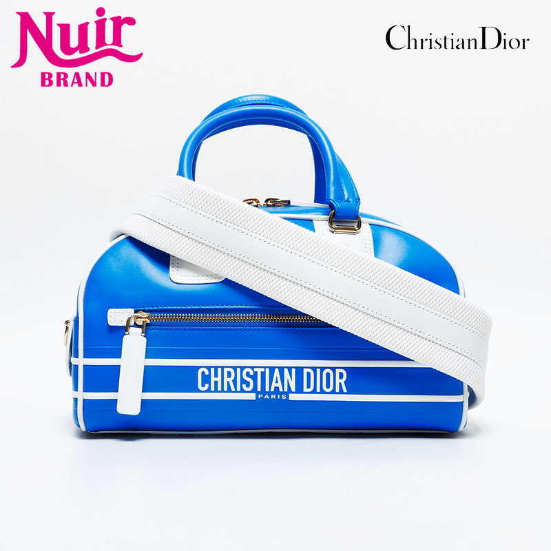 クリスチャンディオール Christian Dior レザー スモール ヴァイブ ボストンバッグ 2way ハンドバッグ ブルー WS23144 【中古】
