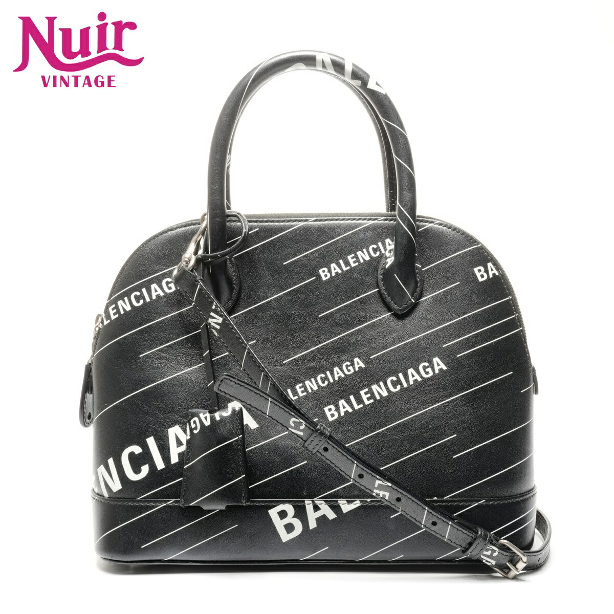 美品！ バレンシアガ ビルトップ レザー 2WAYハンドバッグ ブラック バレンシアガ ビルトップハンドルS クロコ型押し 2WAYハンドバッグ