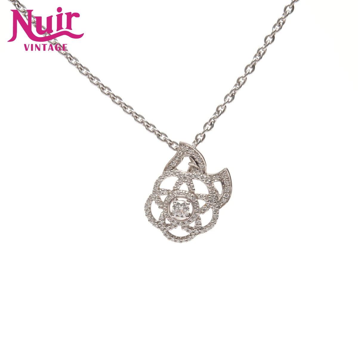 【ポイント最大47.5倍 全商品10%OFF! 7/26 01:59まで】シャネルCHANELダイアモンド カメリア 750 K18 WGネックレスシルバーWS25674【中古】｜NUIR VINTAGE 店