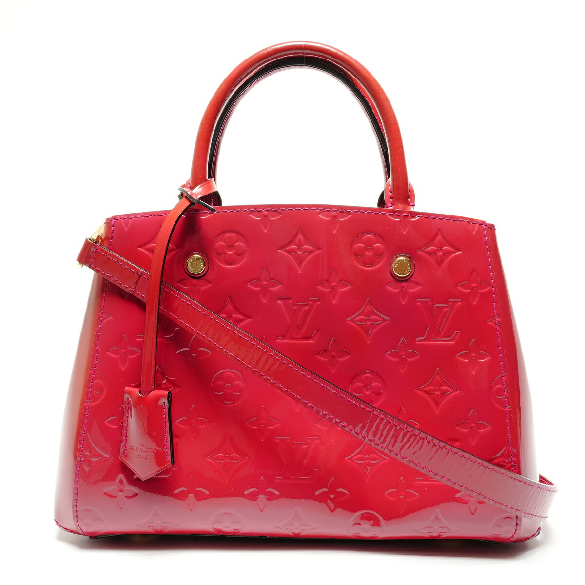 ルイ・ヴィトン LOUIS VUITTON 2015年製 ヴェルニ モンテーニュBB ハンドバッグ レッド WS27270 【中古】
