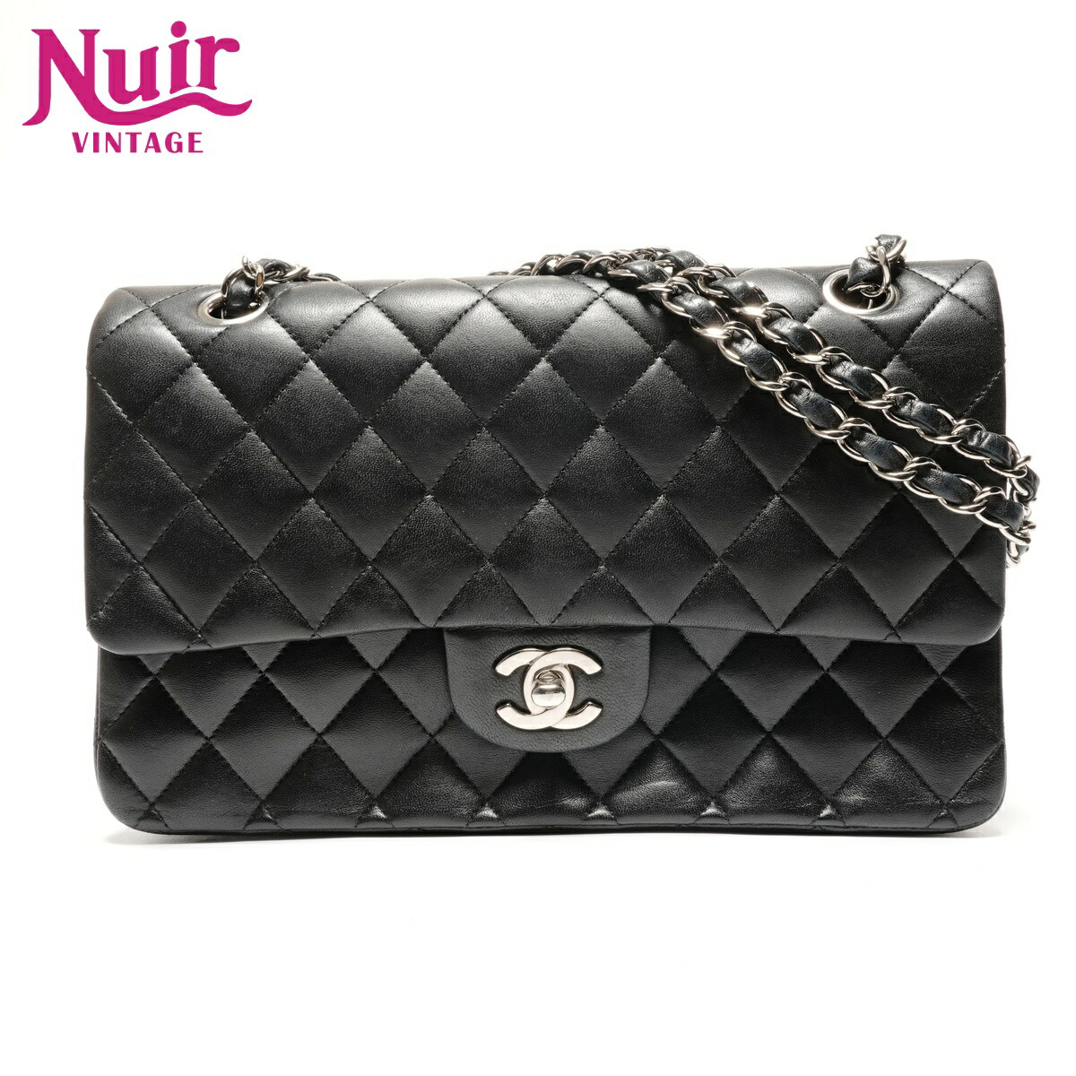 シャネル CHANEL ラムスキン マトラッセ ダブルフラップ 25cm 11番台 ショルダーバッグ ブラック WS27227 【中古】