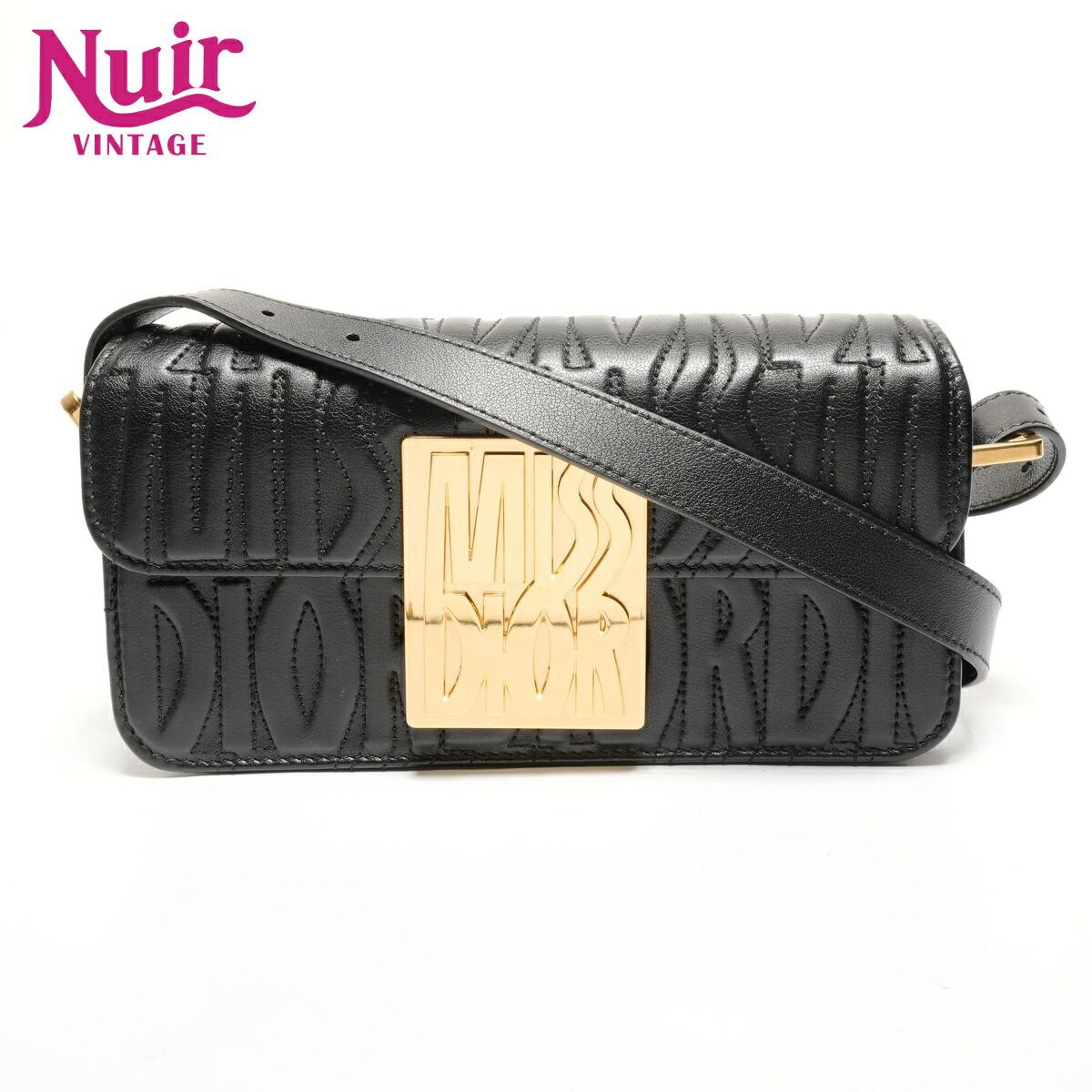 【ポイント最大47倍！全商品10%OFF!4/17 09:59まで】クリスチャンディオール Christian Dior ミスディオール ロゴプレート ショルダーバッグ ブラック WS27789 【中古】