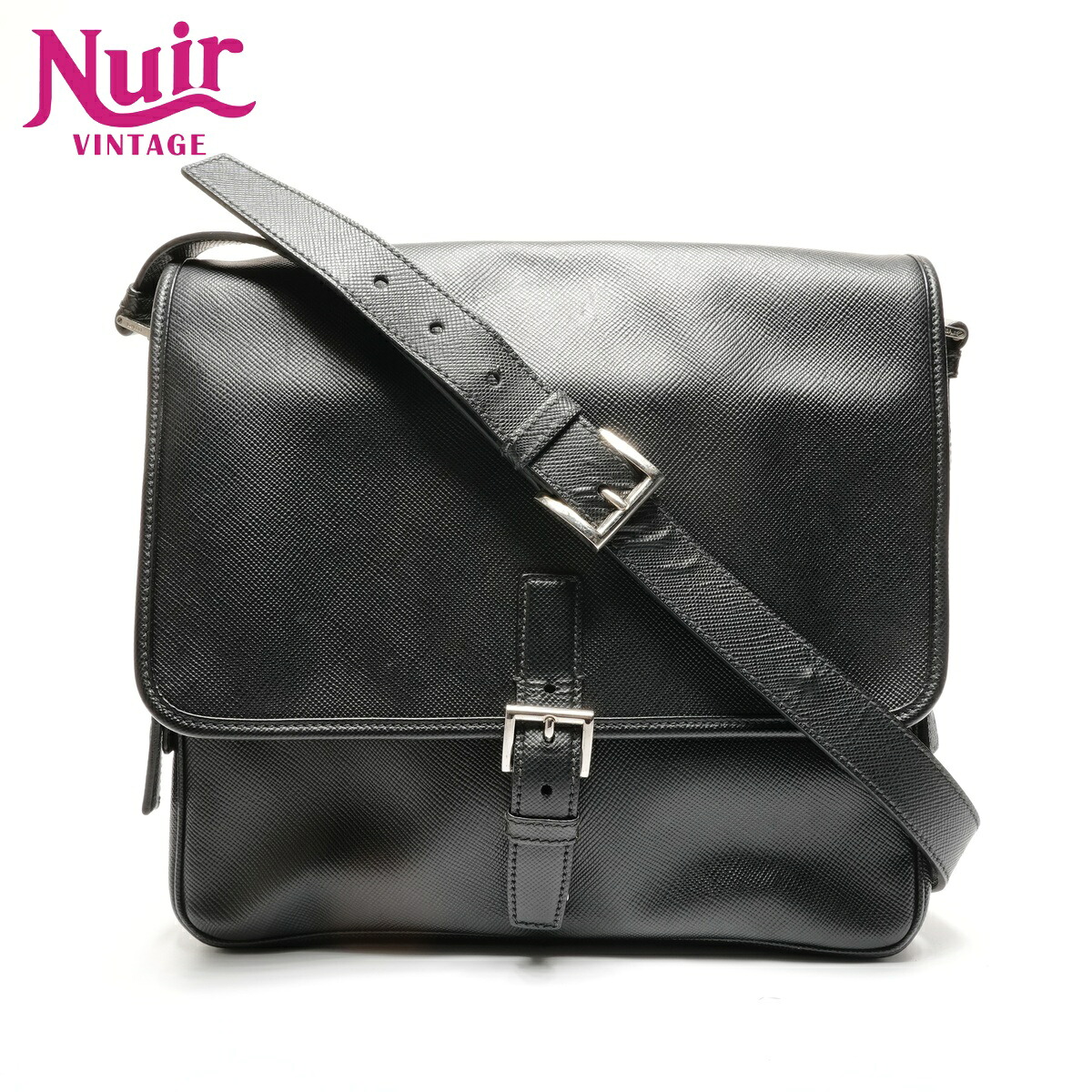 プラダ PRADA サフィアーノ メッセンジャーバッグ ショルダーバッグ ブラック WS27737 【中古】