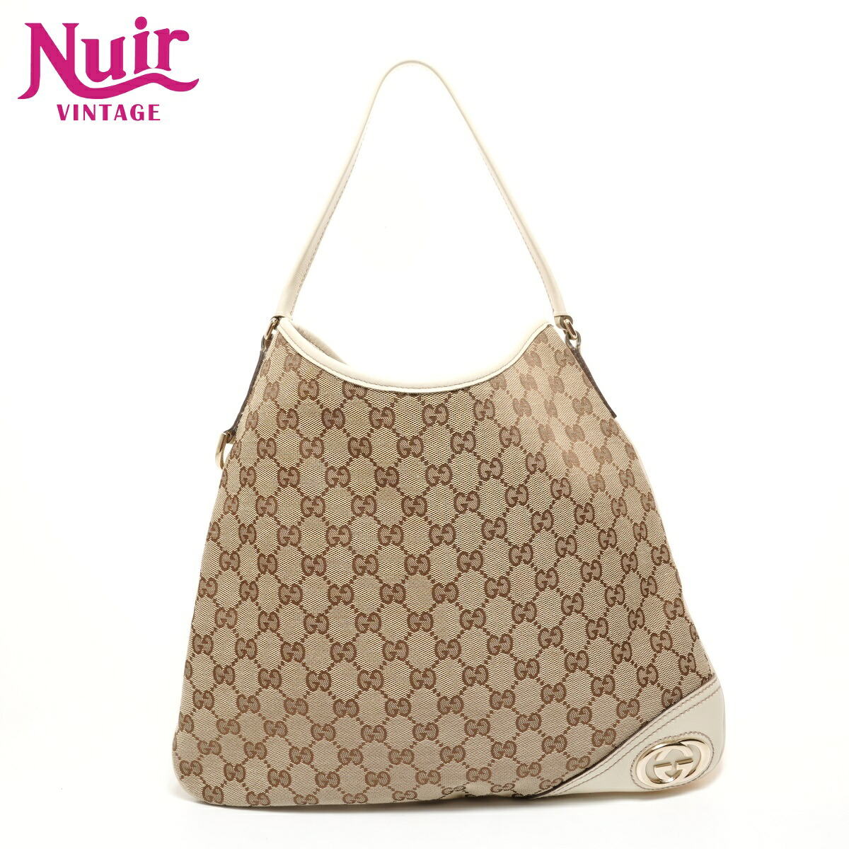 グッチ GUCCI GGキャンバス ホーボー ワンショルダー ショルダーバッグ ベージュ WS27798 【中古】