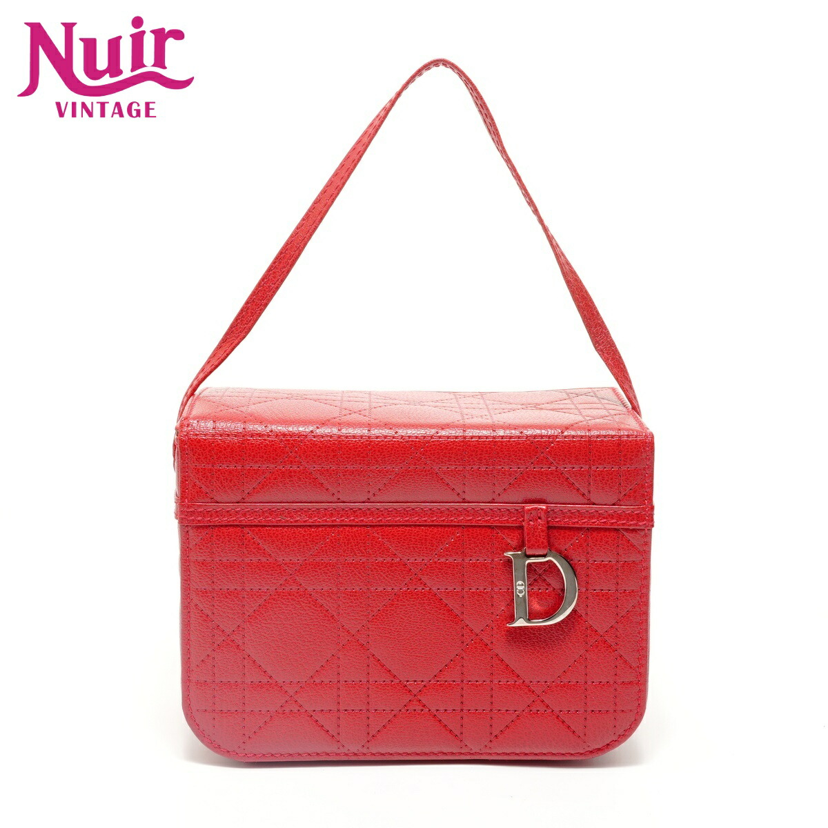 【エントリーで最大ポイント49倍!＋全商品10%OFF!4/10 1:59まで】クリスチャンディオール Christian Dior カナージュ バニティ ハンドバッグ レッド WS27958 【中古】