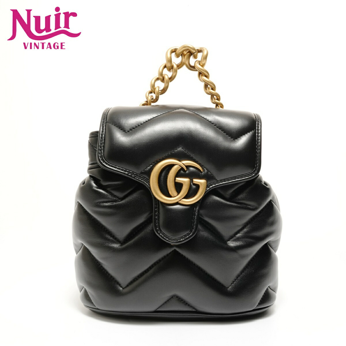 【ポイント最大47倍！全商品10%OFF!4/17 09:59まで】グッチ GUCCI GGマーモント キルティングレザー バックパック リュック・デイパック ブラック WS27996 【中古】