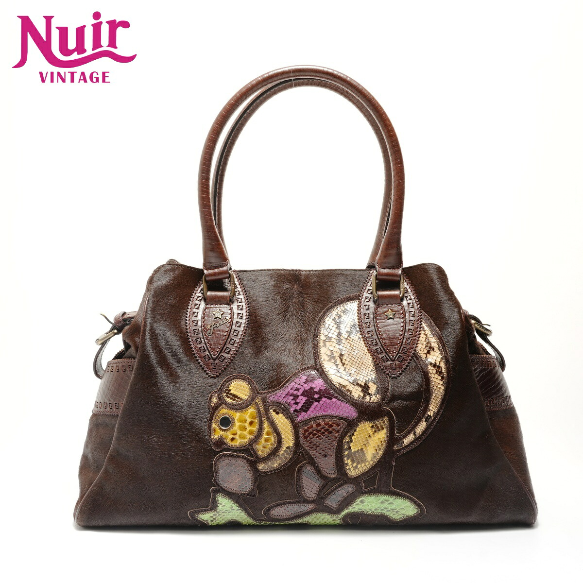 フェンディ FENDI エトニコ ハラコ パイソン トートバッグ ブラウン WS29052 【中古】｜NUIR VINTAGE 店