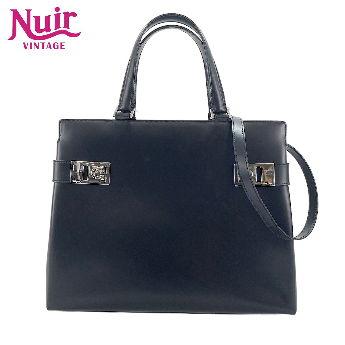【ポイント最大47.5倍 全商品10%OFF! 7/26 01:59まで】サルヴァトーレフェラガモSalvatore Ferragamoレザー 2WAY, ガンチーニハンドバッグブラックWS30331【中古】｜NUIR VINTAGE 店