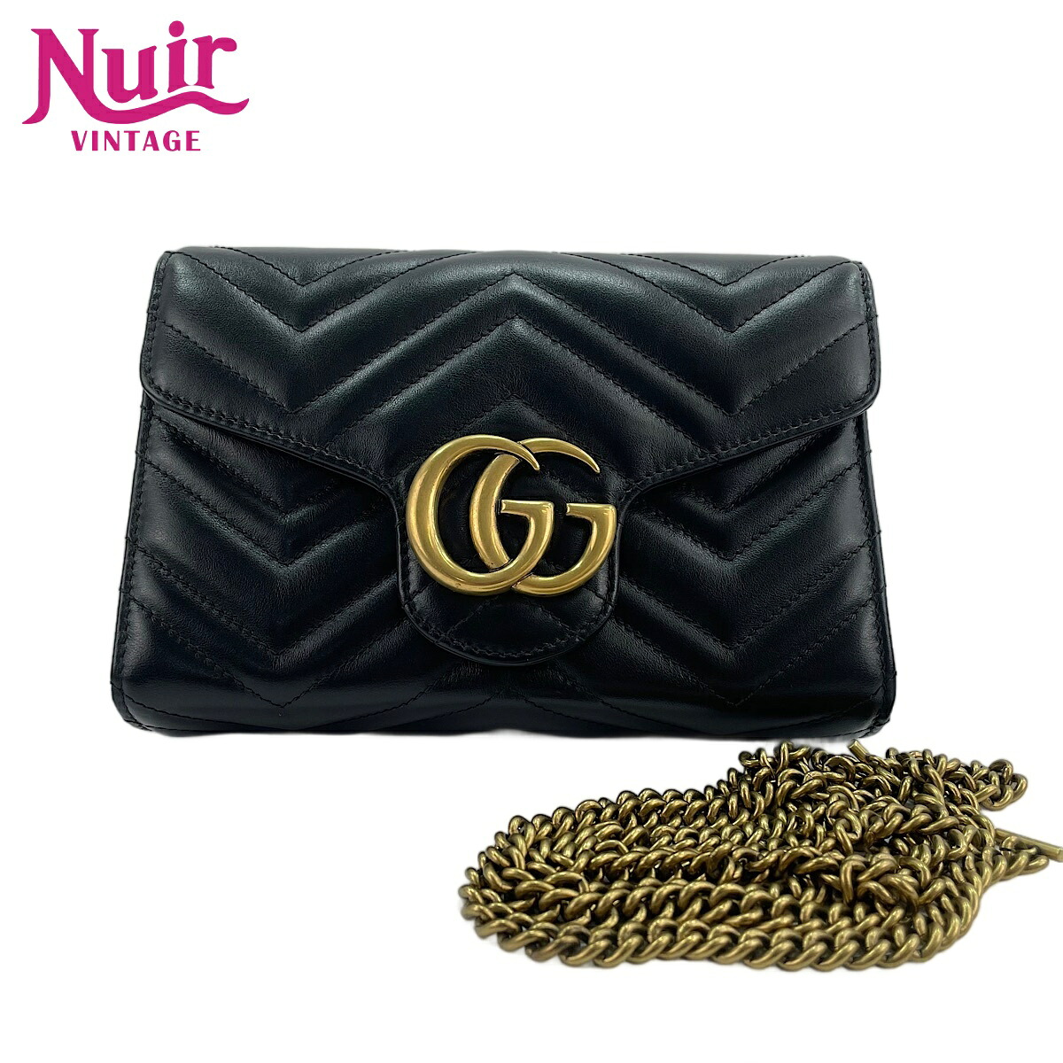 【ポイント最大47.5倍 全商品10%OFF! 7/26 01:59まで】グッチGUCCIレザー GGマーモント 2WAYショルダーバッグブラックWS30406【中古】｜NUIR VINTAGE 店