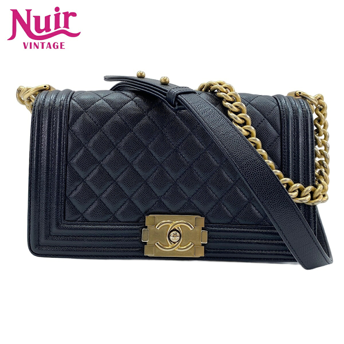 シャネル CHANEL キャビアスキン ボーイシャネル 25 ショルダーバッグ ブラック WS30415 【中古】｜NUIR VINTAGE 店