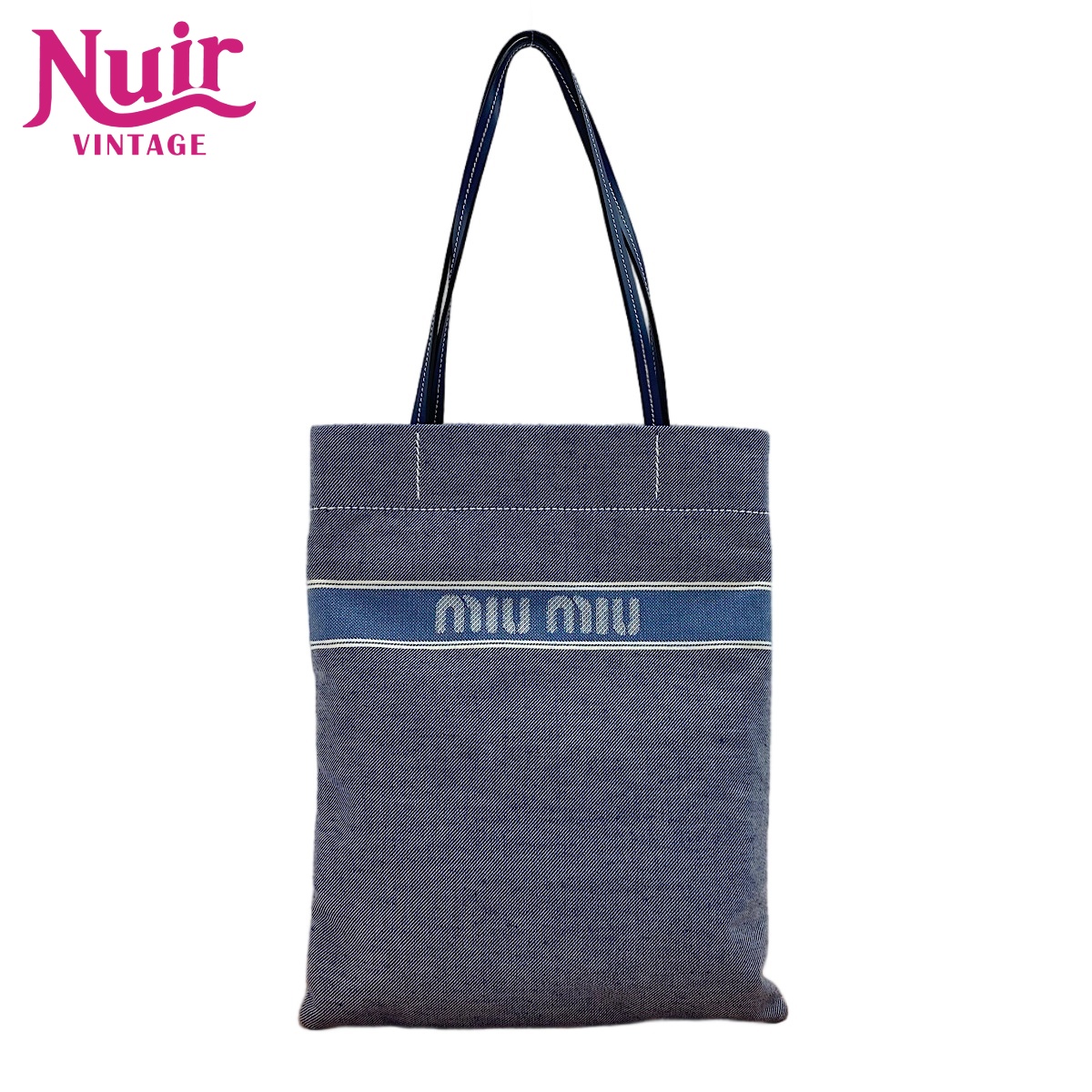 【ポイント最大47.5倍 全商品10%OFF! 7/26 01:59まで】ミュウ ミュウMiu Miuデニム ジャガード　ロゴデニムトートバッグブルーWS30540【中古】｜NUIR VINTAGE 店