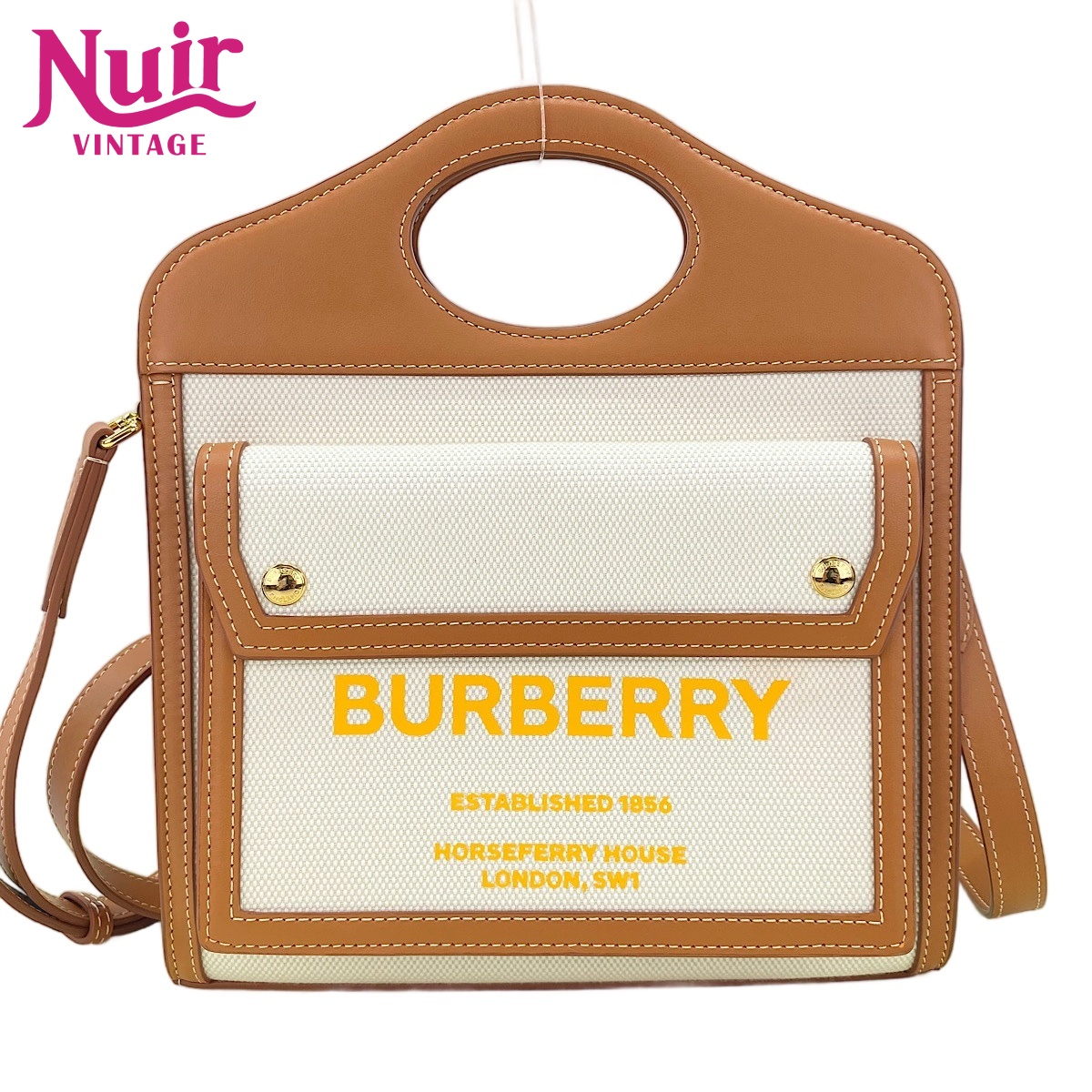 【ポイント最大47.5倍 全商品10%OFF! 7/26 01:59まで】バーバリーBURBERRYキャンバス ミニポケットバッグ 2WAYハンドバッグホワイトWS30566【中古】｜NUIR VINTAGE 店