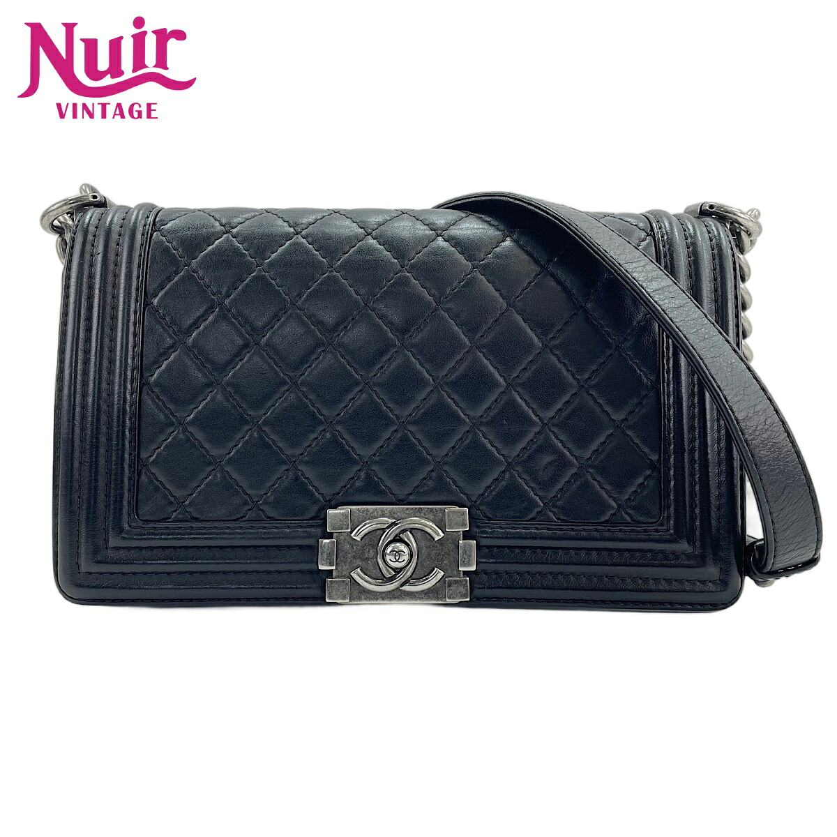 シャネル CHANEL ラムスキン ボーイシャネル ミディアム ショルダーバッグ ブラック WS30727 【中古】|NUIR VINTAGE 店