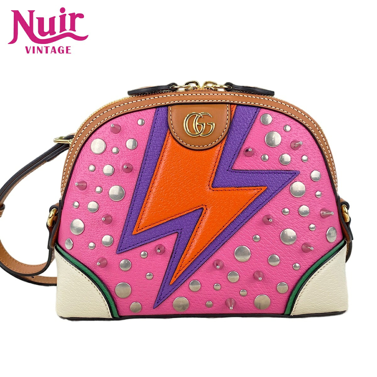 【ポイント最大47.5倍 全商品10%OFF! 7/26 01:59まで】グッチGUCCIレザー エクレア・ダムール スタッズショルダーバッグマルチカラーWS30831【中古】|NUIR VINTAGE 店
