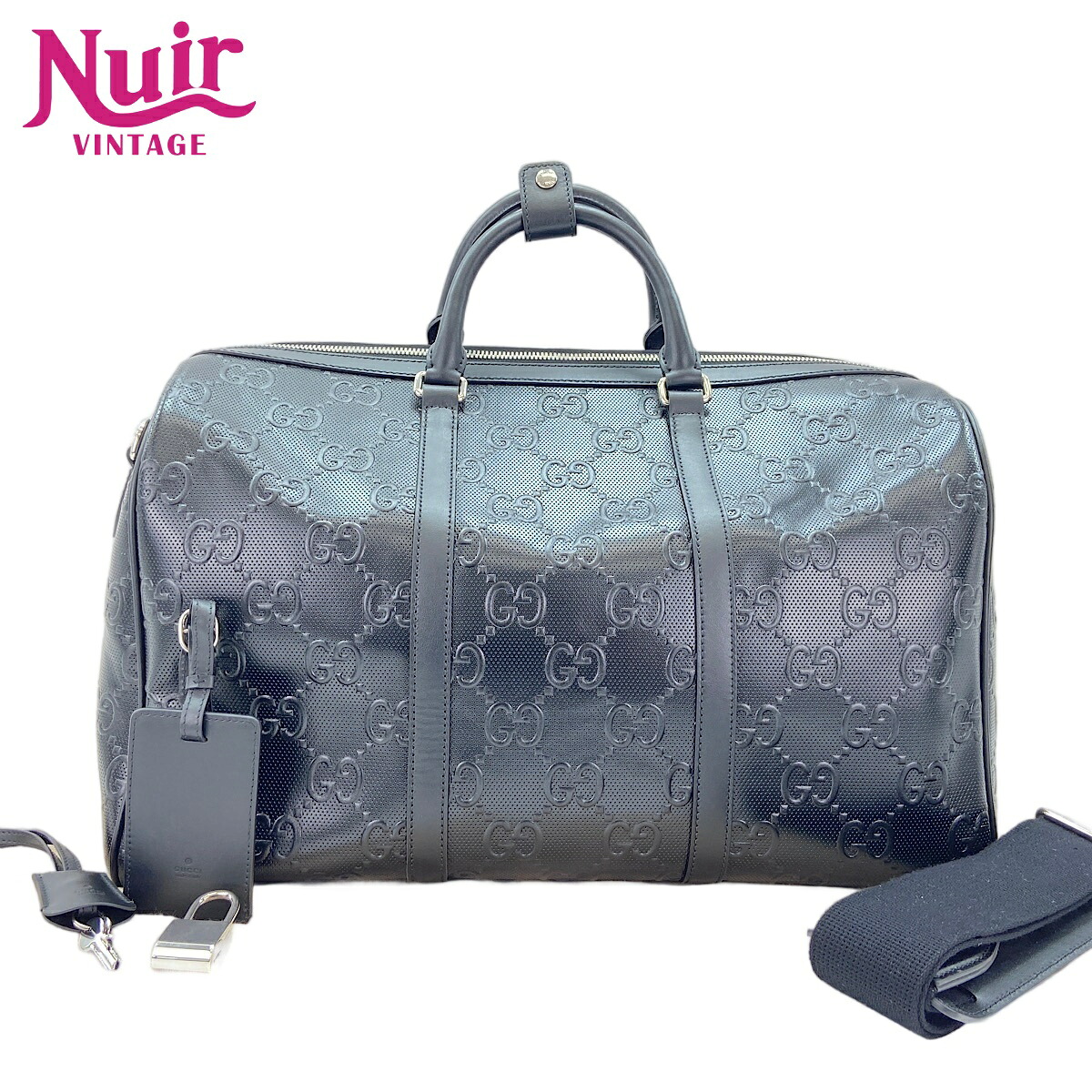 【ポイント最大47.5倍 全商品10%OFF! 7/26 01:59まで】グッチGUCCIレザー GGエンブレムボストンバッグブラックWS30830【中古】｜NUIR VINTAGE 店