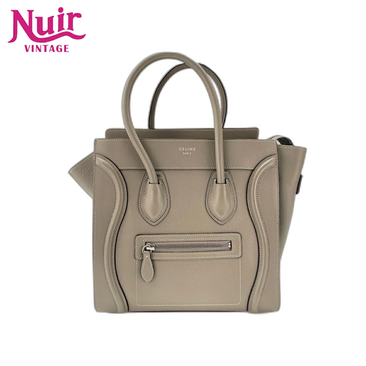 セリーヌ CELINE レザー ラゲージマイクロ ハンドバッグ グレー WS31971 【中古】|NUIR VINTAGE 店