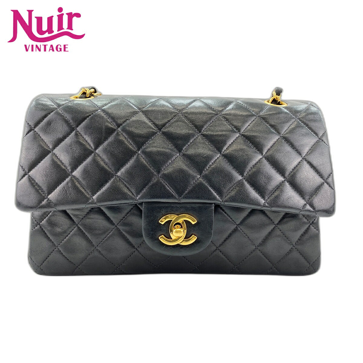【ポイント最大47.5倍 全商品10%OFF! 7/26 01:59まで】シャネルCHANELラムスキン マトラッセ25 ダブルフラップショルダーバッグブラックWS31628【中古】|NUIR VINTAGE 店
