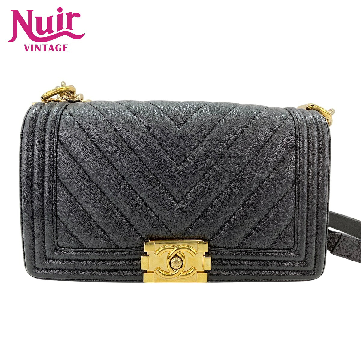 シャネル CHANEL キャビアスキン ボーイシャネルM ショルダーバッグ ブラック WS32085 【中古】｜NUIR VINTAGE 店