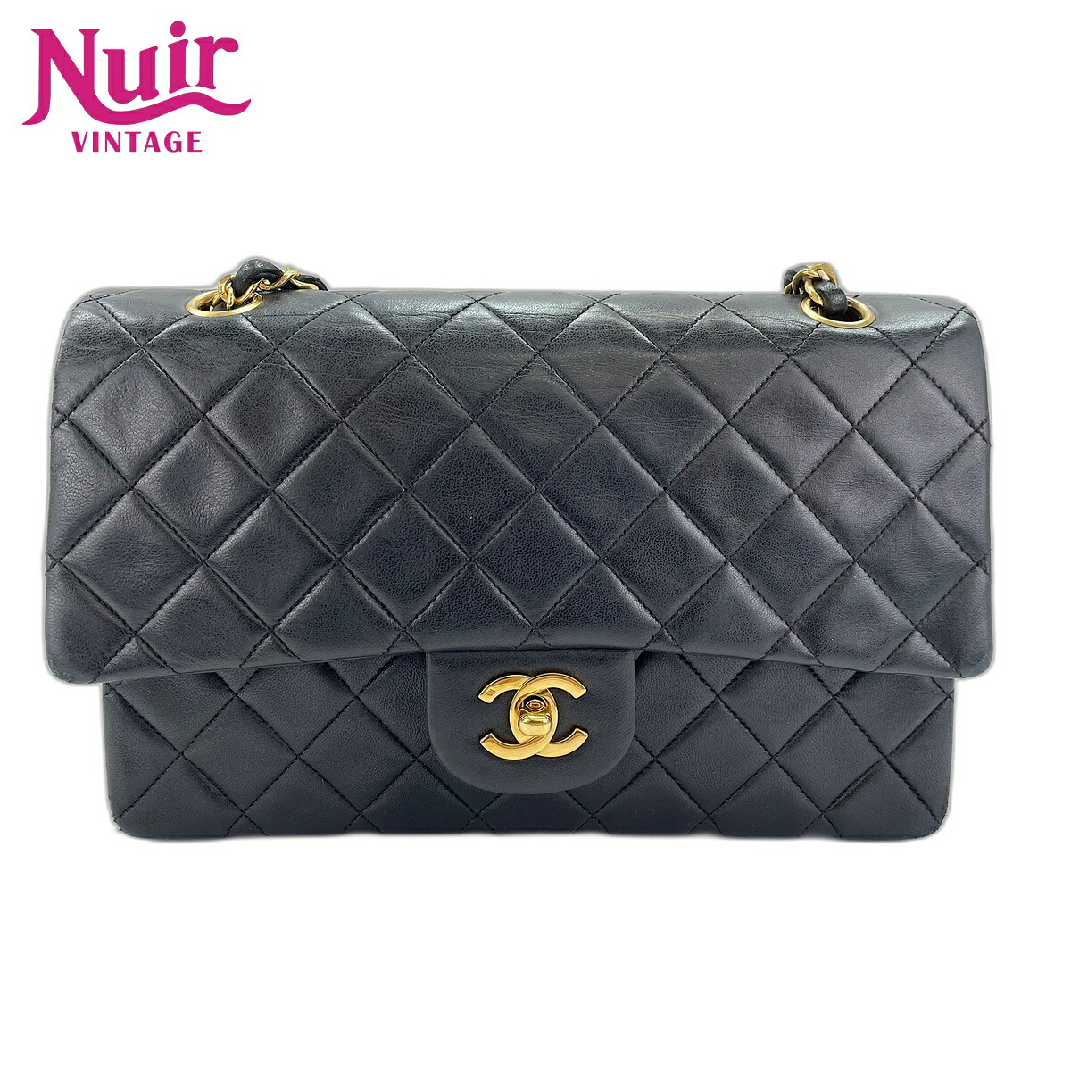 【ポイント最大47.5倍 全商品10%OFF! 7/26 01:59まで】シャネルCHANELラムスキン マトラッセ25 ダブルフラップショルダーバッグブラックWS31859【中古】|NUIR VINTAGE 店