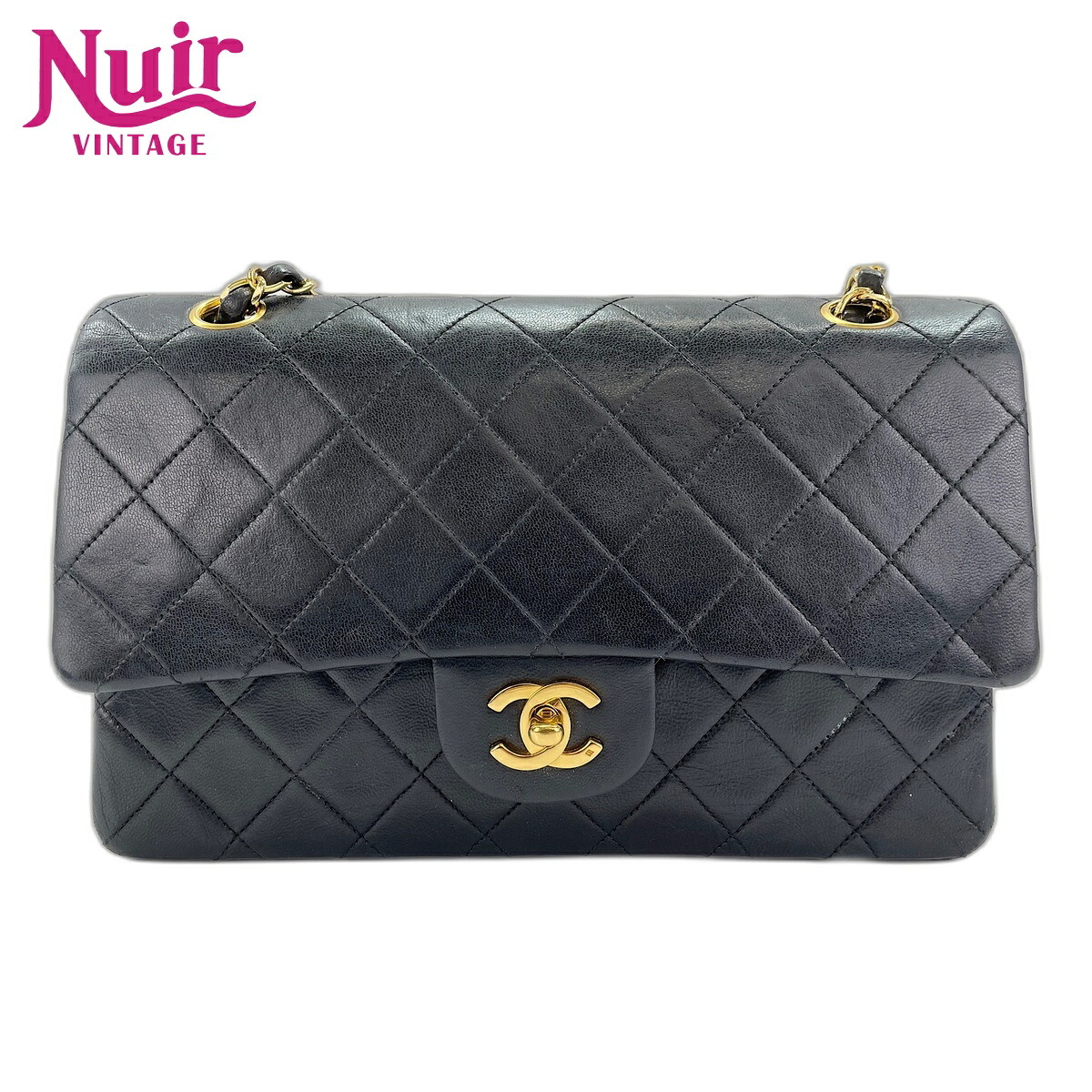 【ポイント最大47.5倍 全商品10%OFF! 7/26 01:59まで】シャネルCHANELラムスキン マトラッセ25 ダブルフラップショルダーバッグブラックWS31860【中古】｜NUIR VINTAGE 店
