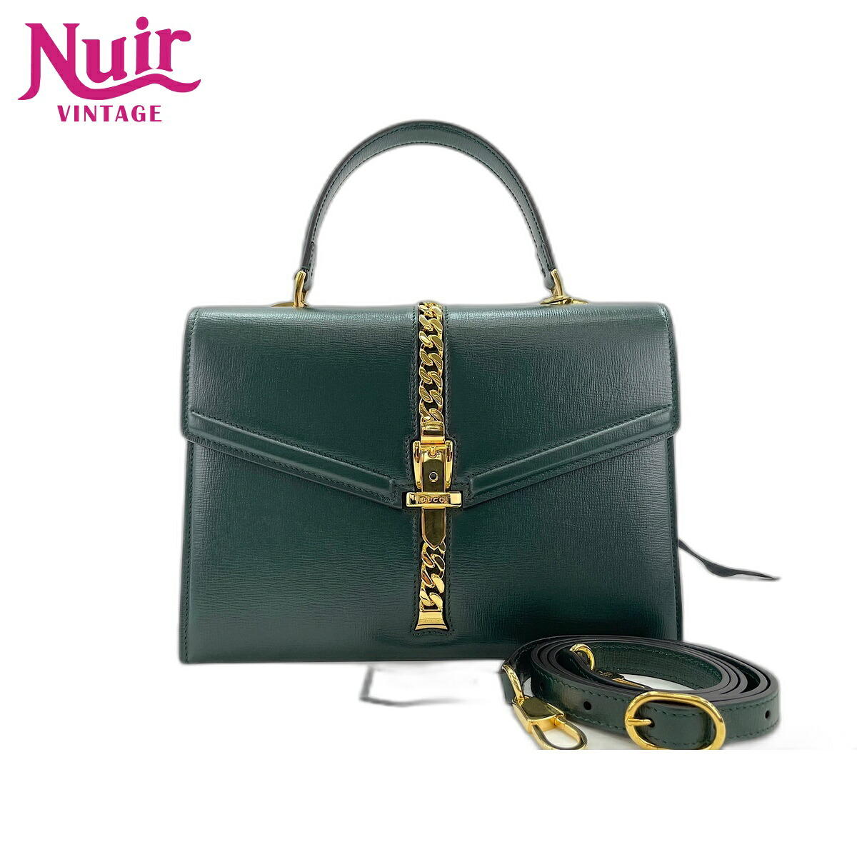【ポイント最大47.5倍 全商品10%OFF! 7/26 01:59まで】グッチGUCCIシルヴィ1969ハンドバッグレザーグリーンWS33106【中古】|NUIR VINTAGE 店