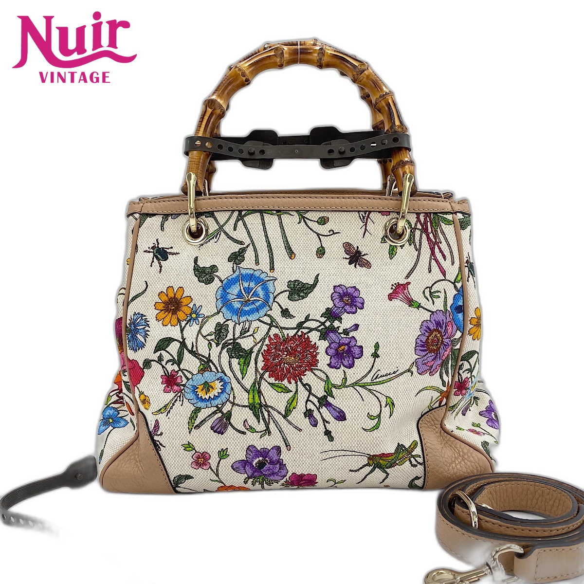 【ポイント最大47.5倍 全商品10%OFF! 7/26 01:59まで】グッチGUCCIキャンバス バンブー 花柄 2WAYハンドバッグキャンバスマルチカラーWS32639【中古】｜NUIR VINTAGE 店