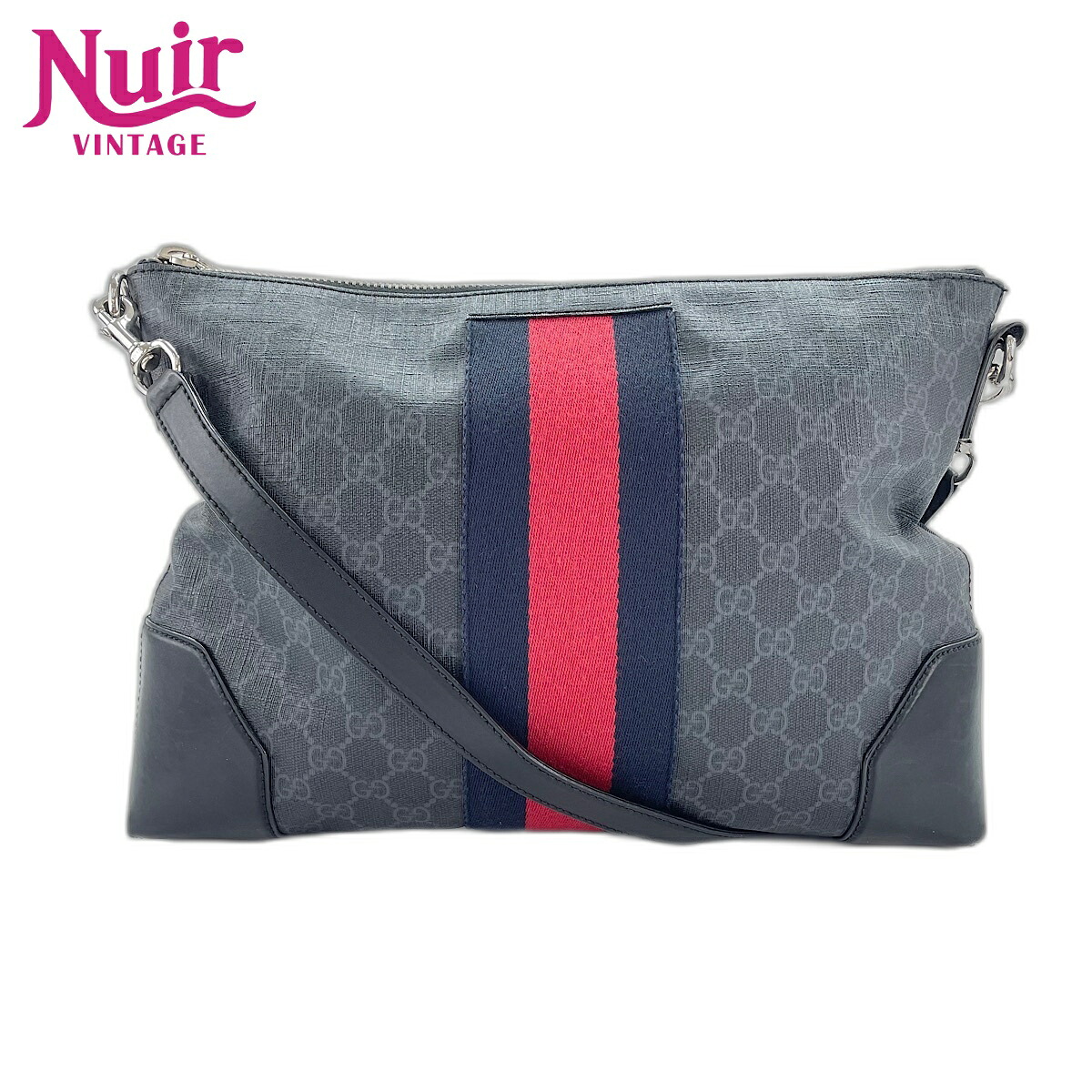 【ポイント最大47.5倍 全商品10%OFF! 7/26 01:59まで】グッチGUCCIウェブストライプショルダーバッグブラックWS32576【中古】｜NUIR VINTAGE 店