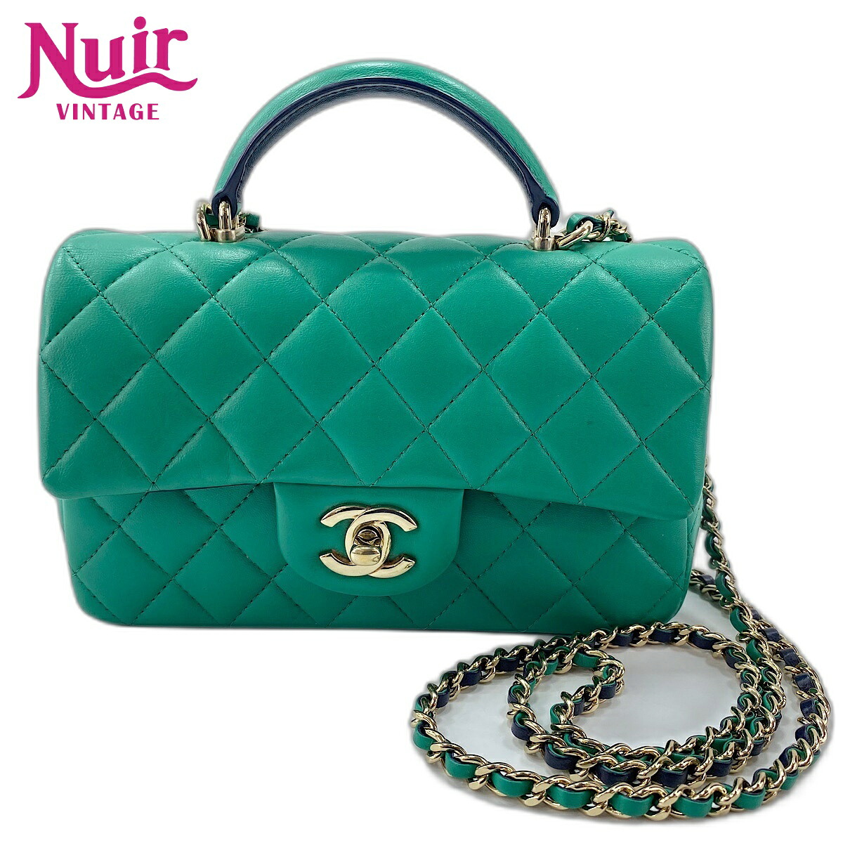 【ポイント最大47.5倍 全商品10%OFF! 7/26 01:59まで】シャネルCHANELミニマトラッセハンドバッグラムスキングリーンWS32460【中古】｜NUIR VINTAGE 店