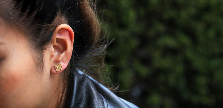 市場 K18 Puaally キルト柄 Hawaiian Jewelry ハワジュ マスク 透かし ピアス ブランド プアアリ ハワイアンジュエリー