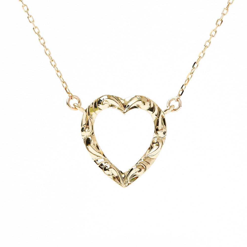【K14 ハワイアンオープンハート ネックレス 】 チェーン付き 14金 ハワイアンジュエリー Hawaiian jewelry Puaally プアアリ レディース イエロー ゴールド プレゼント 女性 ハート サプライズ ハワイアンジュエリーネックレス ハートモチーフ お祝い 記念日 ギフト K14｜ハワイアンジュエリーPUAALLY