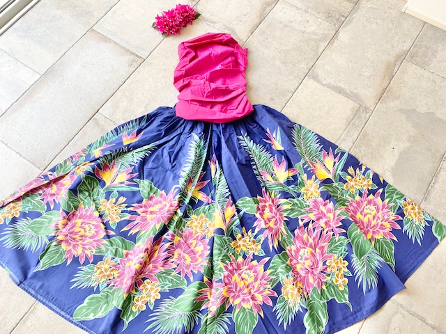 フラダンス 花柄 リーフ柄 ブルー フラダンススカート ロング丈 M Llサイズ相当 極楽鳥花 プルメリア イエロー グリーン パウ スカート レッスン フラ フラダンス衣装 フラステージ衣装 衣装 ダンス衣装 ハワイ ハワイアン Hawaii ギフト プレゼント 母の日 誕生日