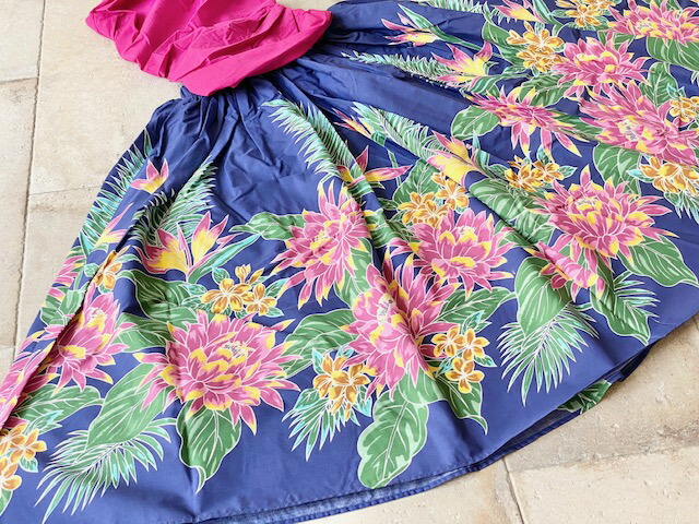 フラダンス 花柄 リーフ柄 ブルー フラダンススカート ロング丈 M Llサイズ相当 極楽鳥花 プルメリア イエロー グリーン パウ スカート レッスン フラ フラダンス衣装 フラステージ衣装 衣装 ダンス衣装 ハワイ ハワイアン Hawaii ギフト プレゼント 母の日 誕生日