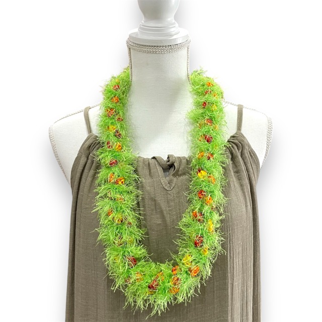 ハワイアンリボンレイ（クロッシェ他） ハワイアンリボンレイ☆パイナップルのクロシェット フラダンス