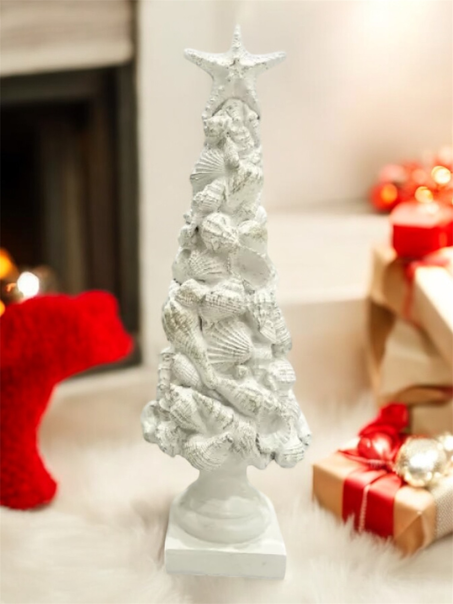 楽天市場】クリスマスツリー 置物 ホワイト 貝殻 クリスマス