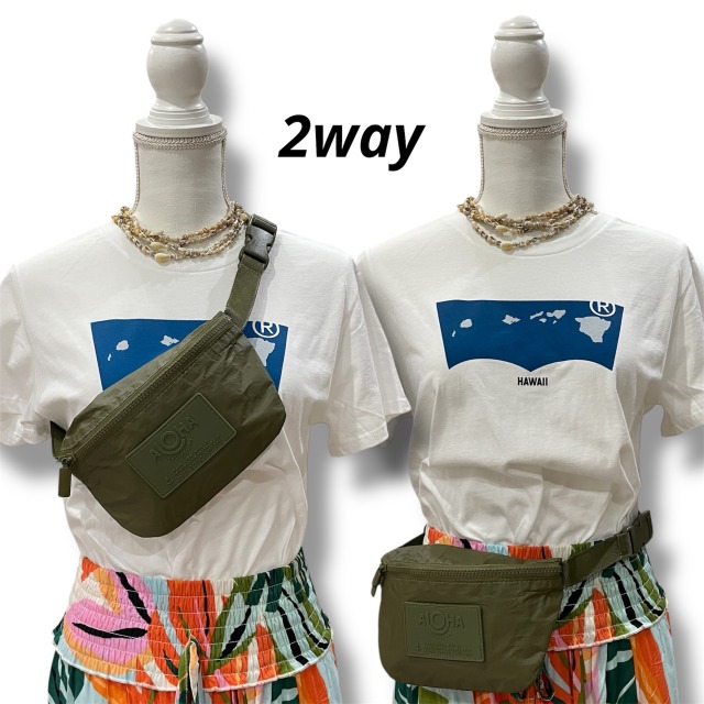 【ALOHA COLLECTION】 ミニヒップバック ウエストバッグ 2way Monochrome Mini Hip Pack 撥水 splashproof 防滴 モノクローム カーキ オリーブ カーキグリーン aloha ロゴ 無地 ボディバッグ 軽量 メンズ レディース ユニセックス アウトドア スポーツ 送料無料 ko｜Pua Hawaii